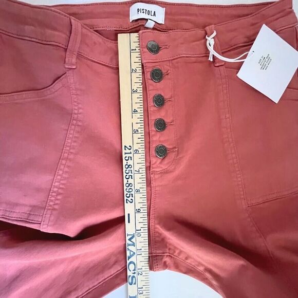 Pistola Red Rock Jeans Womens 31 High Rise Straight Leg Exposed Button Pants - Picture 11 of 14